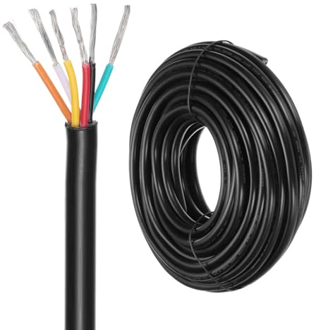 DMiotech Cavo Elettrico 20 Gauge 6 Conduttori Cavo Di Estensione 20 AWG 50 Ft/15 M UL2464 300V Filo Di Rame Stagnato Intrecciato Per Illuminazione LED Automotive