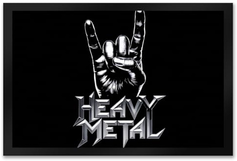 speecheese Rockzeichen Hand - Heavy Metal Fußmatte XXL in 50x75 cm Schwarz Silber Design Rock On mit Devil Horns Perfekt für alle Metal Fans Robuste und stilvolle Begrüßung