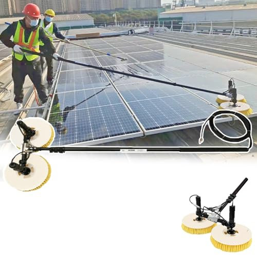 Cepillo de limpieza automático de paneles solares con varilla telescópica, doble cabeza, velocidad 300/min, 7,5 m, fácil de limpiar, uso en exteriores