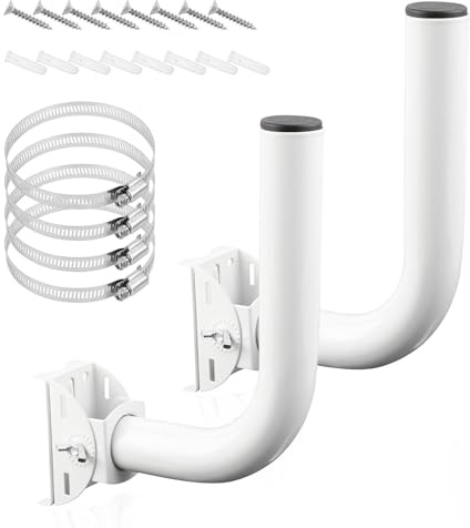 2pcs Universal Wireless Bridge Bracket Mount, J Pole Aerial Mount Bracket | Iron 180 Degree Adjustable Pole and Wall-Mounted Mounting for Outdoor Point-to-Point WiFi Access Point CPE Client Bridging
