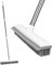 Rubber Broom with Squeegee, Carpet Rubber Brush with Adjustable Anti-Rust Long Handle for Pet Hair Hardwood Tile Windows Clean