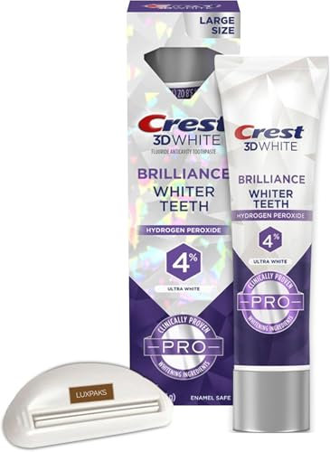 LUXPAKS Toothpaste Squeezer Compatible with 3D White Brilliance Pro Ultra White Teeth Whitening Toothpaste, 3.8 oz - Active Whitening Protection, Deep Clean System
