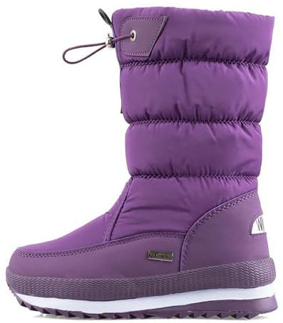 Stivali da Neve Donna Scarpe Uomo Invernali Impermeabili Antiscivolo Stivaletti con Pelo Doposci Bianchi (Viola, 42)