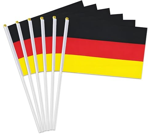Piccola bandiera tedesca, confezione da 12 mini bandiere della Germania tenute in mano per parate esterne festa patriottica 4 luglio decorazioni (tedesco)