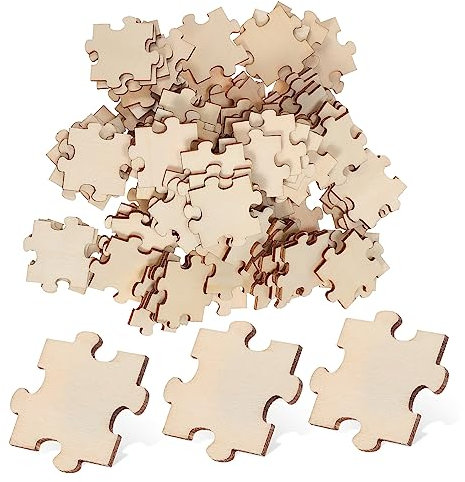 Warmhm Pezzi Di Puzzle in Legno Vuoti 4cm Per Progetti Artistici e Fai Da Te Per Ragazzo Ragazza e Scuole, Superficie Levigata Per Pittura e Assemblaggio Creativi, Confezione Da 100 Pezzi
