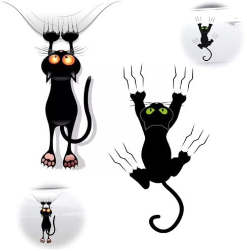 BRITIVIVE Adesivi Auto Esterni 2 Pezzi Adesivi Auto Gatto Adesivi Per Gatti 3d Adesivi Divertenti,Per Camion Moto Finestre Pareti,Frigoriferi Laptop E Altro Ancora