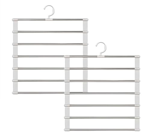 Hosenbügel Kleiderbügel - 2 Stück Kleiderschrank Organizer Platzsparend Spart Platz Im Kleiderschrank Zum Aufhängen Von Hosen Röcke Schals Handtücher Bettlaken Krawatten und Gürtel