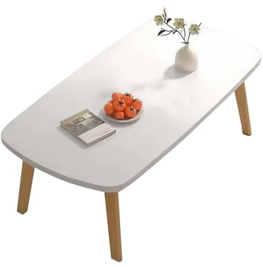 PortoAlegre Tisch Niedrig Klappbar, Kaffeetisch, Kleiner Schreibtisch, Klappbarer Esstisch für Wohnzimmer Schlafzimmer, 80 * 50 * 44cm, 7.45kg, Weiß