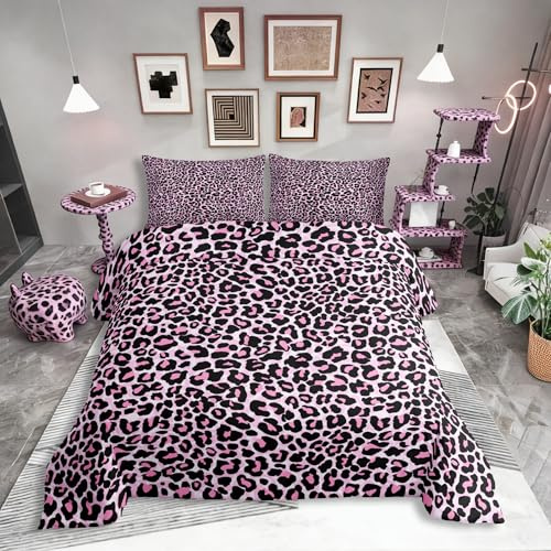 Homewish Simuliertes Leoparden Bettwäsche 135x200cm Leopardenmuster Bettbezug Set für Kinder Jungen Mädchen Erwachsene,Bauernhaus Geparden Druck Abstrakt Bettwäscheset Raumdekor 2-Teilig Mikrofaser