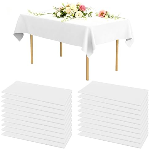 LDHHYH Lot de 20 nappes jetables, rectangulaires, en plastique, imperméables, pour anniversaire, fête, mariage, Noël - Blanc - 137 x 274 cm