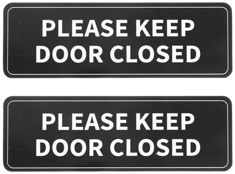 Shimmeroo 2Pcs Please Keep Door Closed Sign for House Waterproof | Self-Adhesive Door Stickers Gate Signs for Indoor/Outdoor Home Workplace Business Use(23x8cm, Black)