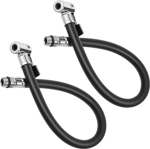 Encuryna Reifenfüllschlauch 38cm Lang Reifenfüller Ventilverlängerung mit 2 Stück Gasnadel, für Auto, Motorrad, Fahrrad, Rennrad, Ventilverlängerung kompatibel mit Luftkompressor