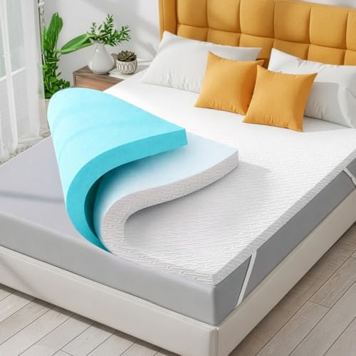 GreenWhim Luxury 3 Inch Memory Foam Mattress Topper for Double Bed, 7.5cm Deep Support for Back Pain Relief, Cooling Bamboo Cover, Removable & Washable (135 x 190cm)
