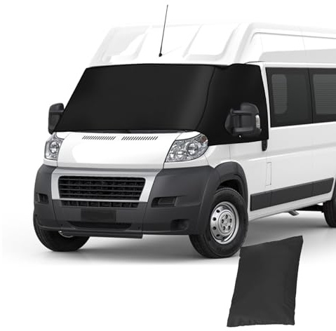 YWNYT Frontscheibe Wrap Abdeckung für FIAT Ducato X250/290 für Peugeot Boxer für Citroen Jumper 2006-2025, 600D Verdunkelung Wasserdicht Auto Windschutzscheibenabdeckung Sonnenschutz Frost Schnee