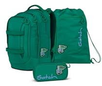 Satch pack set ab 5. Klasse ergonomisch 30L Stauraum standfest Organisationstalent Fearless Green - Grün