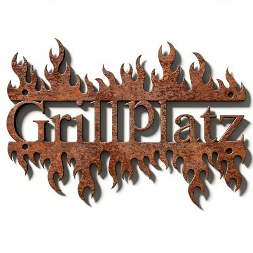 MANOPRANA Gartendeko Rost Grillplatz Rostiges Gartenschild Grill Schild Outdoor Garten, Bar, Terassendeko