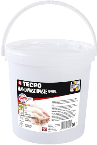 TECPO Handwaschpaste 10 Liter pH-neutral Hautschonend für Hartnäckige Verschmutzungen Handreiniger mit Hautpflege für Tägliche Verwendung im Eimer