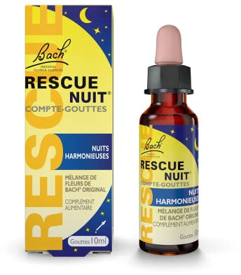 Rescue Nuit Compte-gouttes, Lacher prise la nuit pour un reveil serein, Vegan, Complément alimentaire, 1 Flacon Compte Gouttes x 10 ml