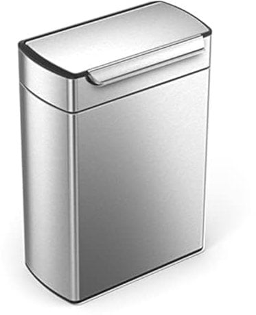 simplehuman CW2018 48L (24/24) Rectangular Touch-Bar Recycling Kitchen Bin, Easy Open Touch-Bar, Stay-Open Lid, Inner Buckets, Space-Efficient Hinge, Fingerprint-Proof, Brushed Stainless Steel