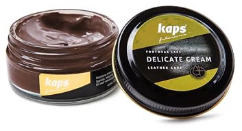 Kaps Crème Délicate – Crème De Cirage Cuir Naturel Et Synthé – Soin Chaussures Professionnel – Soin Intensif Du Cuir Et Nourrissant– Pot Verre 50ml – Plusieurs Couleurs (171 - Cognac)