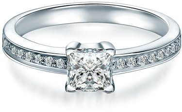 Trilani Damen-Ring Sterling Silber Zirkonia weiß im Brillantschliff - Verlobungsring Silberring Damen mit Stein Antragsring
