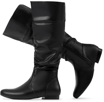 DREAM PAIRS Women's Knee High Boots and Pull On Fall Weather Boots, Ladies' Fashion and Comfortable Walking Boots, Zippers Boots, and Flats