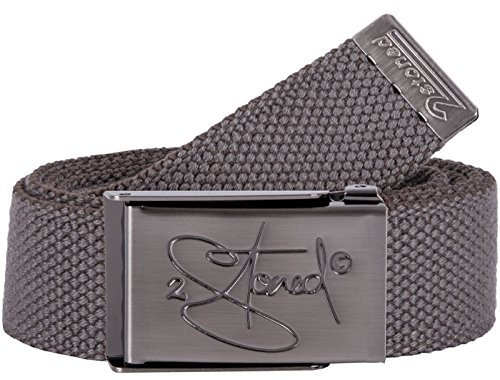 2Stoned Koppelgürtel Stoffgürtel Grau, matte Schnalle Classic, 3 cm breit für Damen und Herren