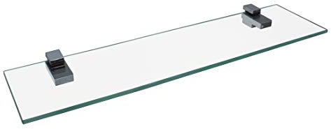 FACKELMANN Glasablage 40 cm/Wandregal für Badaccessoires/Maße (B x T): ca. 40 x 12 cm/Wandablage mit 6 mm Stärke/hochwertiges Glasregal mit Halterungen/Wandregal fürs Bad/Badregal fürs WC