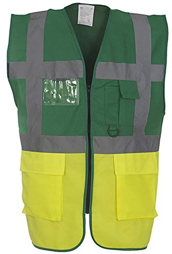 Yoko Hi-Vis Premium Executive/Manager Waistcoat / Jacket (L) (Green/Hi Vis Yellow)