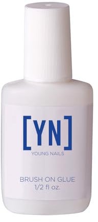 Young Nails Brush On Glue, 0.5 fl oz, Quick-Drying Nail Tip Adhesive, Professional Strength