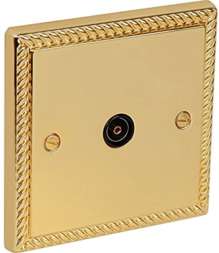 Merriway BH02753 Tv Socket Georgian Brass -1 Pcs