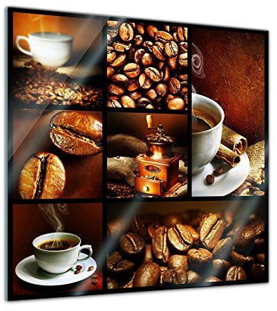 Bilderdepot24 Glasbild - Kaffee Collage II - 50x50 cm - Deko Glas - Wandbild aus Glas - Bild auf Glas - moderne Bilderdepot24 Glasbilder - Glasfoto - Echtglas