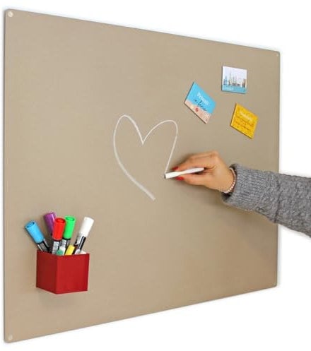 KalaMitica Magnettafel - Kreidetafel Magnetisch, Magnetpinnwand für jede Art von Magneten - Beige - 74x57 cm