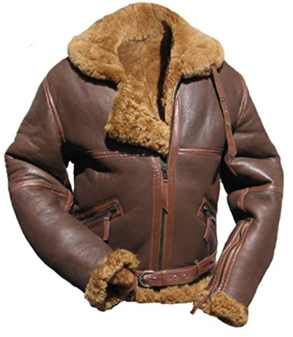 Noble House Battle of Britain Schaffell Pilotenjacke Herren Lederjacke braun (5XL)