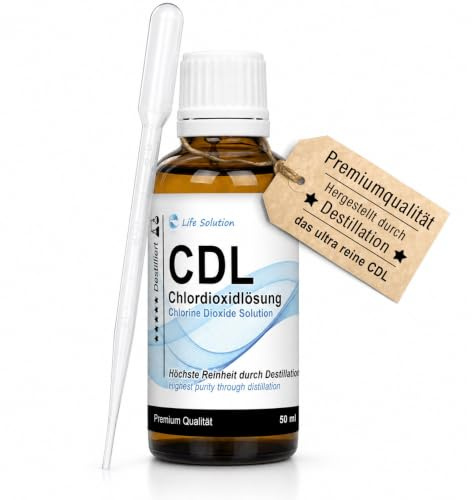 Life Solution CDL 0,3% destilliert, 50ml Chlordioxid Lösung, hochrein | Trinkwasserdesinfektion, CDS, Chlorine Dioxide Solution, Höchste Reinheit durch Destillation, Destillat