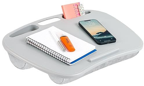 LAPGEAR MyDesk Lap Desk with Device Ledge and Phone Holder - Cool Gray - Fits up to 15.6 Inch Laptops - Style No. 44435