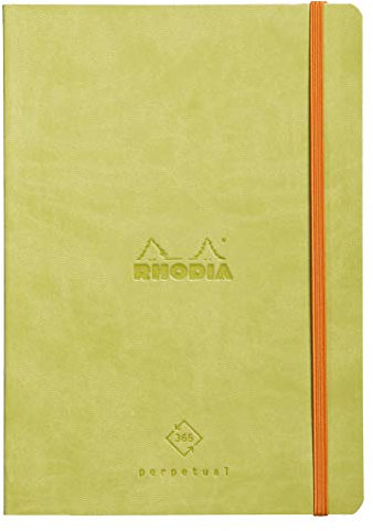 Rhodia 117186C Perpetual Kalender (DIN A5, 14,8 x 21 cm, 64 Blatt, 90 g, elegant und praktisch) anisgrün