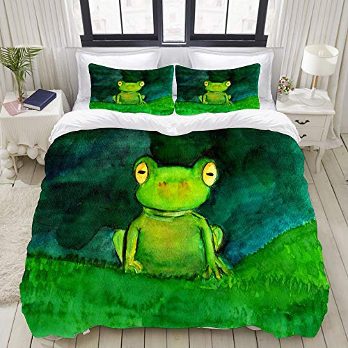 YCHY Bedding Bettwäsche-Set,lustiger Frosch,Mikrofaser Bettbezug und Kissenbezug - (135 x 200 cm)