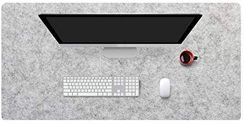 Insun Tapis de Souris en Feutre 2mm D'épaisseur Antidérapant Tapis de Bureau pour Les Jeux et Sous-main Bureau Gris clair 140x60cm