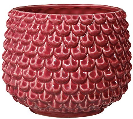 Bloomingville Blumentopf Pinecone Retro Übertopf Vintage Pflanztopf für Zimmerplanzen L (16,5 cm ø) Öffnung: 12 cm ø, rot, Keramik