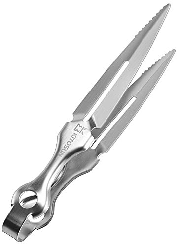 Pinces pour Charbons à Chicha Narguilé - Kitosun Pinces à charbon épaisses en métal inoxydable Durables Accessoires pour Barbecue et Cuisine - 22,4 cm de long - Pratique et facile à nettoyer (chrome)
