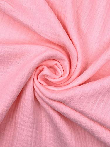 Slantastoffe Double Gauze Musselin Stoff Schnuffeltuch Uni ab 50cm (Rosa, 2m)