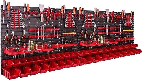 Estantería de Pared (230 x 78 cm, 46 Unidades) Cajas apilables para almacenaje, extrafuertes Placas de Pared, estantería Extensible, estantería de Taller,