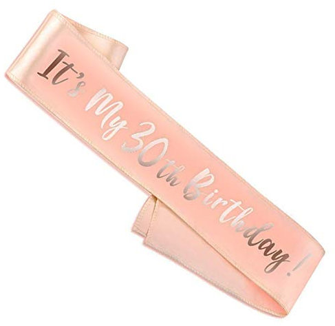 Geburtstag Schärpe Junggesellinnenabschied, Personalisierte Schärpen aus Satin Rose Gold Happy Birthday Girl Schärpe, 30 Geburtstag Frauen Schärpe Ideal Geschenk für Partyzubehör Geburtstagsdeko