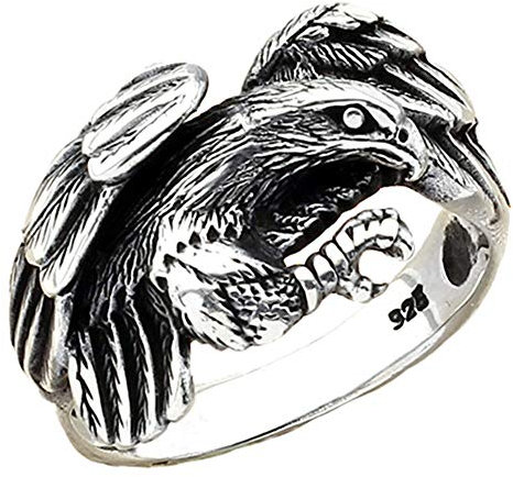mysilverworld Herren-Ring aus massivem 925er-Sterlingsilber mit Adler-Figur (12), 925er-Sterlingsilber, Metall, nicht bekannt
