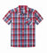 Bienzoe Garçon Coton Plaid Bouton Bas Manche Courte Chemise Rouge/Bleu 13/14