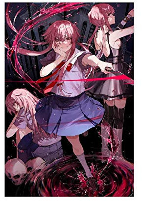 Anime Yuno Gasai The Future Diary 1 Leinwand-Poster, Wandkunst, Dekordruck, Gemälde für Wohnzimmer, Schlafzimmer, Dekoration, 60 x 90 cm, ohne Rahmen