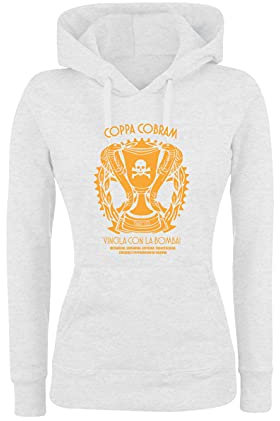 Felpa Donna con Cappuccio Basic Top qualità Top vestibilità - Coppa Cobram Modello 2 - Divertente Humor Made in Italy (Bianco, M)