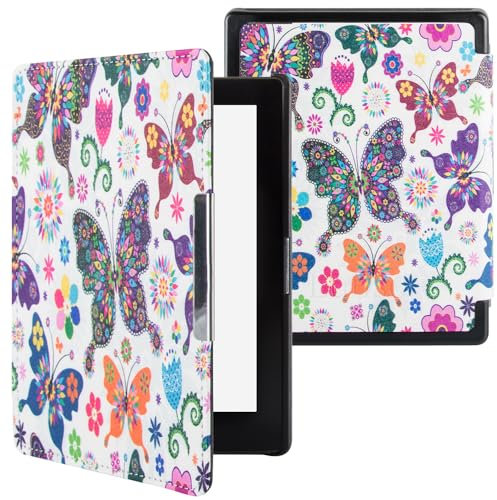 Lunso Compatible avec l'étui Kobo Aura Edition 1 (6 pouces) - Housse de remorquage - Papillons