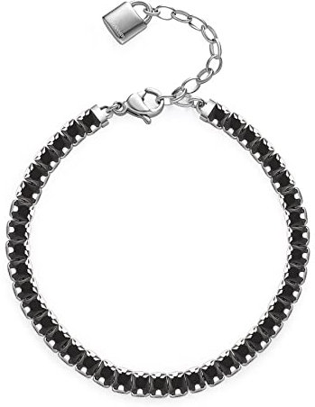 Brosway Bracciale Donna, Bracciale Tennis in Acciaio e Cubic Zirconia con Simbolo Lucchetto | Collezione Desideri - BEI057